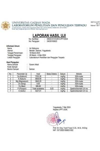 Laboratory Test Results Javanese Bamboo Salt 2024